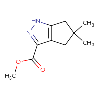 Chemical structure of methyl 5,5-dimethyl-1H,4H,5H,6H-cyclopenta[c]pyrazole-3-carboxylate - CSSB06656840268