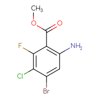 Chemical structure of methyl 6-amino-4-bromo-3-chloro-2-fluorobenzoate - CSSB00021397139
