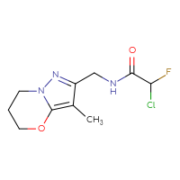 Chemical structure of 2-chloro-2-fluoro-N-({3-methyl-5H,6H,7H-pyrazolo[3,2-b][1,3]oxazin-2-yl}methyl)acetamide - CSSB21332054530