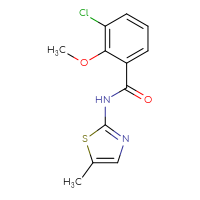 Chemical structure of 3-chloro-2-methoxy-N-(5-methyl-1,3-thiazol-2-yl)benzamide - CSSB01390561616