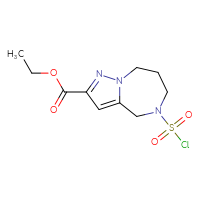 Chemical structure of ethyl 5-(chlorosulfonyl)-4H,5H,6H,7H,8H-pyrazolo[1,5-a][1,4]diazepine-2-carboxylate - CSSB21224770929