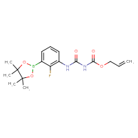Chemical structure of prop-2-en-1-yl N-{[2-fluoro-3-(4,4,5,5-tetramethyl-1,3,2-dioxaborolan-2-yl)phenyl]carbamoyl}carbamate - CSSB21245996646