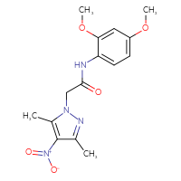Chemical structure of N-(2,4-dimethoxyphenyl)-2-(3,5-dimethyl-4-nitro-1H-pyrazol-1-yl)acetamide - CSSB00046192300