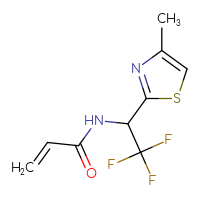 Chemical structure of N-[2,2,2-trifluoro-1-(4-methyl-1,3-thiazol-2-yl)ethyl]prop-2-enamide - CSSB00116250508