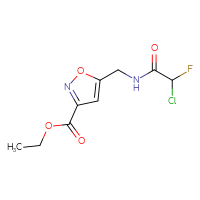 Chemical structure of ethyl 5-[(2-chloro-2-fluoroacetamido)methyl]-1,2-oxazole-3-carboxylate - CSSB21332169712