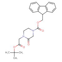 Chemical structure of (9H-fluoren-9-yl)methyl 4-[2-(tert-butoxy)-2-oxoethyl]-3-oxopiperazine-1-carboxylate - CSSB21123231989