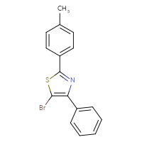 Chemical structure of 5-bromo-2-(4-methylphenyl)-4-phenyl-1,3-thiazole - CSSB00161153333
