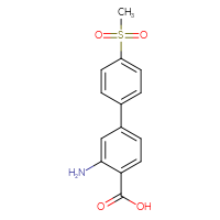Chemical structure of 3-amino-4'-methanesulfonyl-[1,1'-biphenyl]-4-carboxylic acid - CSSB06835375749