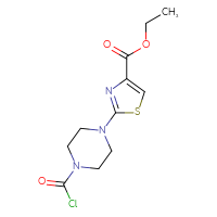 Chemical structure of ethyl 2-[4-(carbonochloridoyl)piperazin-1-yl]-1,3-thiazole-4-carboxylate - CSSB21224771760