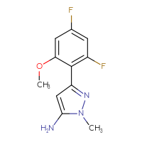 Chemical structure of 3-(2,4-difluoro-6-methoxyphenyl)-1-methyl-1H-pyrazol-5-amine - CSSB00102991342