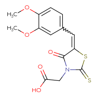 Chemical structure of 2-{5-[(3,4-dimethoxyphenyl)methylidene]-4-oxo-2-sulfanylidene-1,3-thiazolidin-3-yl}acetic acid - CSSB00015193991