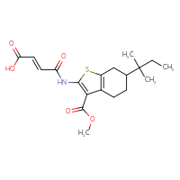 Chemical structure of (2E)-3-{[3-(methoxycarbonyl)-6-(2-methylbutan-2-yl)-4,5,6,7-tetrahydro-1-benzothiophen-2-yl]carbamoyl}prop-2-enoic acid - CSSB00132834894