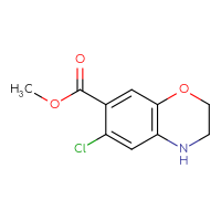 Chemical structure of methyl 6-chloro-3,4-dihydro-2H-1,4-benzoxazine-7-carboxylate - CSSB03554931272