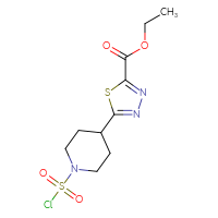 Chemical structure of ethyl 5-[1-(chlorosulfonyl)piperidin-4-yl]-1,3,4-thiadiazole-2-carboxylate - CSSB21224764489