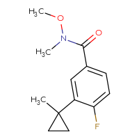 Chemical structure of 4-fluoro-N-methoxy-N-methyl-3-(1-methylcyclopropyl)benzamide - CSSB06854256279