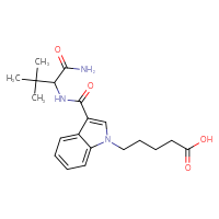 Chemical structure of 5-{3-[(1-carbamoyl-2,2-dimethylpropyl)carbamoyl]-1H-indol-1-yl}pentanoic acid - CSSB00159239752