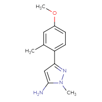 Chemical structure of 3-(4-methoxy-2-methylphenyl)-1-methyl-1H-pyrazol-5-amine - CSSB00021358368