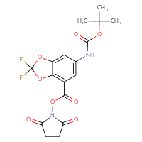 Chemical structure of 2,5-dioxopyrrolidin-1-yl 6-{[(tert-butoxy)carbonyl]amino}-2,2-difluoro-2H-1,3-benzodioxole-4-carboxylate - CSSB20270602026