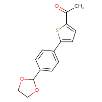 Chemical structure of 1-{5-[4-(1,3-dioxolan-2-yl)phenyl]thiophen-2-yl}ethan-1-one - CSSB00049161477