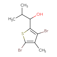 Chemical structure of 1-(3,5-dibromo-4-methylthiophen-2-yl)-2-methylpropan-1-ol - CSSB00113342016