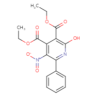 Chemical structure of 3,4-diethyl 2-hydroxy-5-nitro-6-phenylpyridine-3,4-dicarboxylate - CSSB00138410881