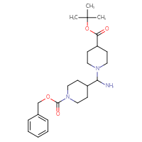 Chemical structure of tert-butyl 1-[amino({1-[(benzyloxy)carbonyl]piperidin-4-yl})methyl]piperidine-4-carboxylate - CSSB21253040130