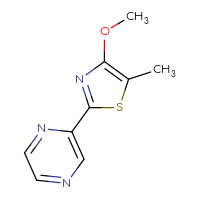 Chemical structure of 2-(4-methoxy-5-methyl-1,3-thiazol-2-yl)pyrazine - CSSB00009994122
