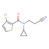 Chemical structure of 3-chloro-N-(2-cyanoethyl)-N-cyclopropylthiophene-2-carboxamide - CSSB00006265815