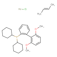 Chemical structure of (2E)-but-2-ene; chloropalladium; dicyclohexyl({2',6'-dimethoxy-[1,1'-biphenyl]-2-yl})phosphane - CSSB21384707728
