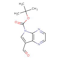 Chemical structure of tert-butyl 7-formyl-5H-pyrrolo[2,3-b]pyrazine-5-carboxylate - CSSB21332128693