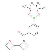 Chemical structure of 2-(oxetan-2-yl)-1-[3-(4,4,5,5-tetramethyl-1,3,2-dioxaborolan-2-yl)benzoyl]azetidine - CSSB17471456571