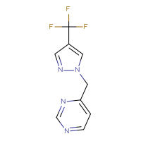 Chemical structure of 4-{[4-(trifluoromethyl)-1H-pyrazol-1-yl]methyl}pyrimidine - CSSB02146935881