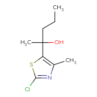 Chemical structure of 2-(2-chloro-4-methyl-1,3-thiazol-5-yl)pentan-2-ol - CSSB21246468579