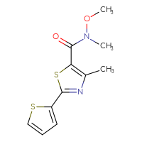 Chemical structure of N-methoxy-N,4-dimethyl-2-(thiophen-2-yl)-1,3-thiazole-5-carboxamide - CSSB00000497808