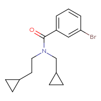 Chemical structure of 3-bromo-N-(2-cyclopropylethyl)-N-(cyclopropylmethyl)benzamide - CSSB02020995022