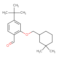 Chemical structure of 4-tert-butyl-2-[(3,3-dimethylcyclohexyl)methoxy]benzaldehyde - CSSB21414497878