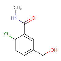 Chemical structure of 2-chloro-5-(hydroxymethyl)-N-methylbenzamide - CSSB07018555449