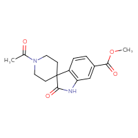 Chemical structure of methyl 1'-acetyl-2-oxo-1,2-dihydrospiro[indole-3,4'-piperidine]-6-carboxylate - CSSB21291566205