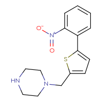 Chemical structure of 1-{[5-(2-nitrophenyl)thiophen-2-yl]methyl}piperazine - CSSB00000737554