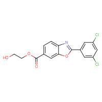 Chemical structure of 2-hydroxyethyl 2-(3,5-dichlorophenyl)-1,3-benzoxazole-6-carboxylate - CSSB02360813480
