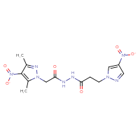 Chemical structure of N'-[2-(3,5-dimethyl-4-nitro-1H-pyrazol-1-yl)acetyl]-3-(4-nitro-1H-pyrazol-1-yl)propanehydrazide - CSSB00121664235