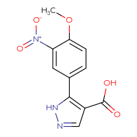 Chemical structure of 5-(4-methoxy-3-nitrophenyl)-1H-pyrazole-4-carboxylic acid - CSSB00137475170