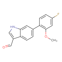 Chemical structure of 6-(4-fluoro-2-methoxyphenyl)-1H-indole-3-carbaldehyde - CSSB06593300768