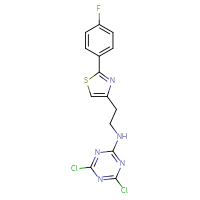 Chemical structure of 4,6-dichloro-N-{2-[2-(4-fluorophenyl)-1,3-thiazol-4-yl]ethyl}-1,3,5-triazin-2-amine - CSSB21332128941