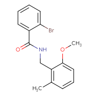 Chemical structure of 2-bromo-N-[(2-methoxy-6-methylphenyl)methyl]benzamide - CSSB09056269626