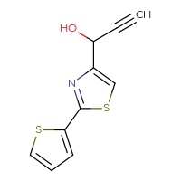 Chemical structure of 1-[2-(thiophen-2-yl)-1,3-thiazol-4-yl]prop-2-yn-1-ol - CSSB21246421582