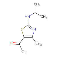 Chemical structure of 1-{4-methyl-2-[(propan-2-yl)amino]-1,3-thiazol-5-yl}ethan-1-one - CSSB00000005438