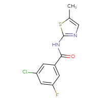 Chemical structure of 3-chloro-5-fluoro-N-(5-methyl-1,3-thiazol-2-yl)benzamide - CSSB01999077507