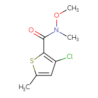 Chemical structure of 3-chloro-N-methoxy-N,5-dimethylthiophene-2-carboxamide - CSSB01213300834