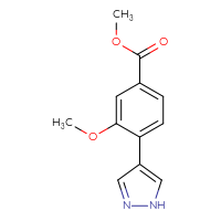 Chemical structure of methyl 3-methoxy-4-(1H-pyrazol-4-yl)benzoate - CSSB00059238483